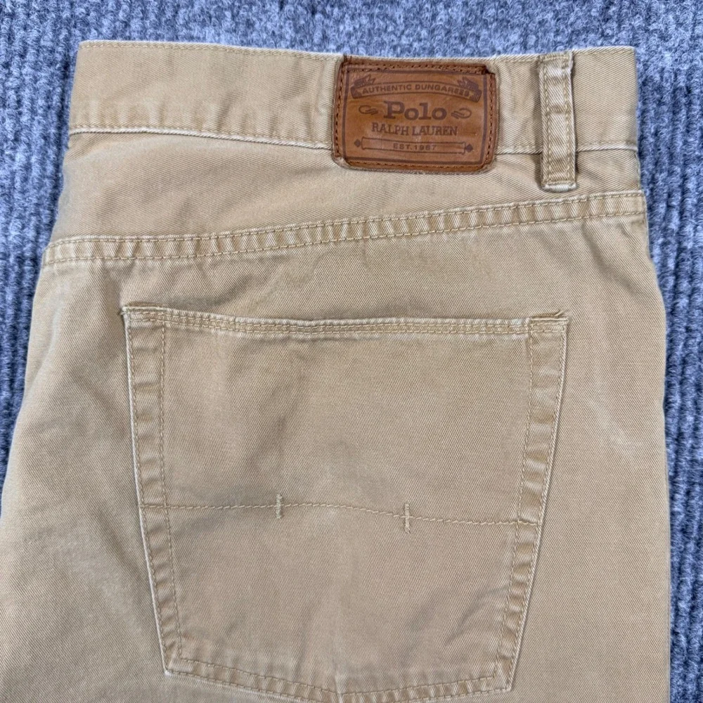 Polo Ralph Lauren Mens Tan Khaki Authentic Dungarees Straight Leg Pants 38x30
